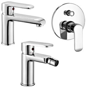 Set miscelatori lavabo bidet e doccia incasso con deviatore cromati serie Dalila piletta inclusa