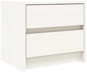 Comodino Bianco 40x31x35,5 cm in Legno Massello di Pino