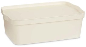 Scatola portaoggetti con coperchio Crema Plastica (29,5 x 14,3 x 45 cm)