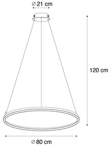 Lampada a sospensione intelligente nera 80 cm incl. LED e RGBW - Girello