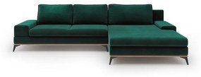 Divano letto angolare verde chiaro con rivestimento in velluto, angolo destro Astre - Windsor &amp; Co Sofas