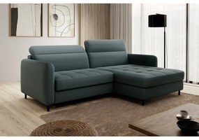 Divano angolare verde polveroso allungabile/con contenitore (con penisola a destra/con chaise lounge) e rivestimento in velluto Gomsi – ELTAP