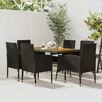 Set da Pranzo per Esterni 7 pz in Polyrattan Nero 3120100