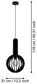 Eglo 900153 - Lampadario a sospensione con filo VELASCO 1xE27/40W/230V diametro 31 cm nero