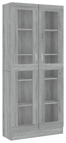 Mobile vetrina grigio sonoma 82,5x30,5x185,5 legno multistrato
