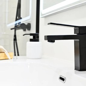 Rubinetto per lavabo a canna media Studio nero opaco SENSEA H 16 cm