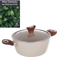 Casseruola 24 cm con coperchio crema New Ceramic