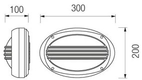 Lem Oval Led Con Griglia In Mezzo E Diffusore In Vetro O In Policarbonato 13W 3000°K