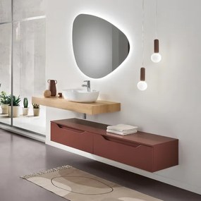 Mobile bagno sospeso MIXI M con doppio modulo e top con lavabo