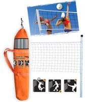 Rete Impermeabile Portatile per Beach Volley 6x0,60m con Paletti in Metallo Bianca