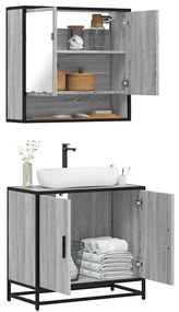Set Mobili Da Bagno 2 Pz Grigio Sonoma İn Legno Multistrato /
