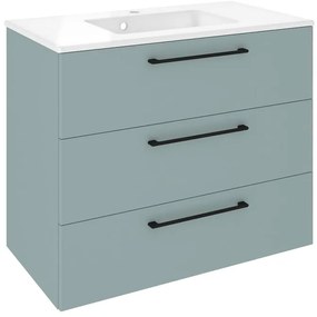 Mobile da bagno sospeso sotto lavabo L 90 x H 73 x P 46 cm verde laminato opaco, 3 cassetti SENSEA Remix