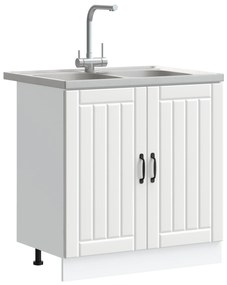 Armadio da cucina  &quot;&quot;lucca&quot;&quot; con doppi lavabi bianchi in legno ingegnerizzato