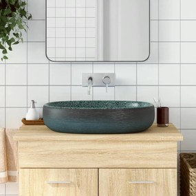 Lavabo Da Appoggio Turchese Ovale 59x40x14 Cm Ceramica /