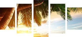 Quadri 5 pezzi – Alba sulla spiaggia caraibica
