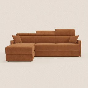 Miryam divano letto angolare compatto - poggiatesta reclinabili e penisola contenitore in tessuto smacchiabile T31