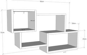 Mensola da parete AYDER 51x90 cm marrone/bianco