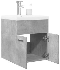 Set Mobili Da Bagno 2 Pz Grigio Cemento İn Legno Multistrato /