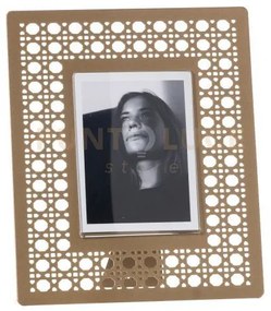 Portafoto di design vienna piccolo oro laccato in ferro e polimetil...