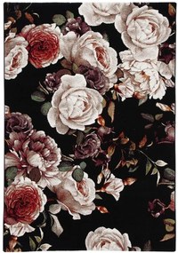 Tappeto Floral c nero, L 190 x L 133 cm