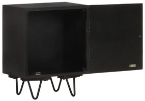 Comodino con frontale in ottone 40x30x50cm in massello di mango