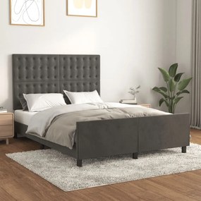 Giroletto Senza Materasso Grigio Scuro 140x200 Cm Velluto /