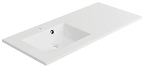 Lavabo integrale a incasso rettangolare vasca a sinistra Neo L 106 x H 11.2 x P 48.5 cm in composito minerale di resina gelificata bianco