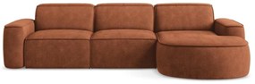 Divano angolare color terracotta (con penisola a destra/con chaise lounge) con rivestimento in ciniglia Omao – Makamii