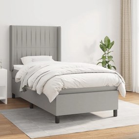 Giroletto A Molle Con Materasso Grigio Chiaro 90x190 Cm Tessuto /