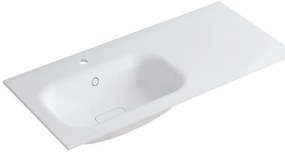 Lavabo a incasso rettangolare vasca a sinistra L 100.5 x H 15 x P 46 cm in resina bianco opaco