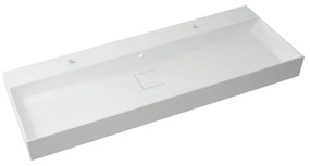 Lavabo da incasso con bordo a vista rettangolare vasca centrale Neo L 135 x H 15 x P 49 cm in resina bianco lucido