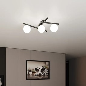 Lampadario da Soffitto in Acciaio e Vetro SMART 3 Nero 3xE14