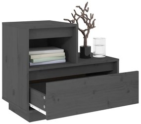 Comodini Grigi 2 pz 60x34x51 cm in Legno Massello di Pino