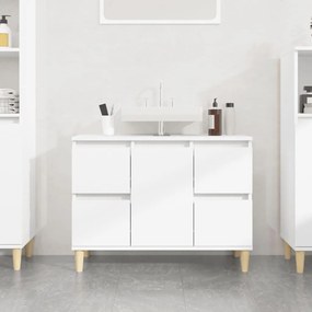 Mobile Lavabo Bianco Lucido 80x33x60 Cm İn Legno Multistrato /