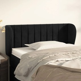 Testiera Ad Orecchio Nera 83 X 23 X 78/88 Cm İn Velluto /