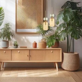 Lampadario a sospensione con filo MOLLY 1xE14/40W/230V diametro 12 cm oro/arancione/verde