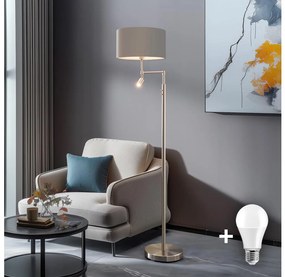 Eglo - Lampada LED da terra TUNJA 1xE27/60W/230V + LED/2,1W diametro 38 cm cromo/taupe