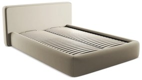 Letto matrimoniale imbottito beige con contenitore con griglia 140x200 cm Kiana - Makamii