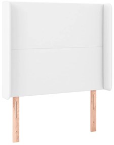 Testiera ad orecchio bianco 83x16x118/128 cm in similpelle