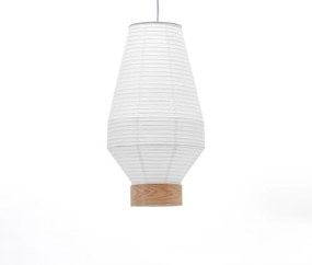 Kave Home - Paralume per lampada da soffitto Hila in carta bianca e impiallacciatura naturale Ã˜ 30 cm