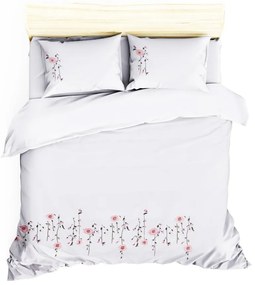 Biancheria da letto in cotone sateen bianco con lenzuolo per letto matrimoniale Bianco, 200 x 220 cm Perla - Mijolnir