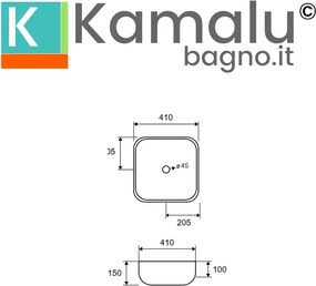 Lavabo appoggio 41cm in ceramica slim bianca |Litos-0015 - KAMALU
