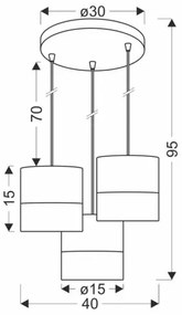 Lampadario a sospensione con filo BIANCO 3xE27/40W/230V bianco/marrone