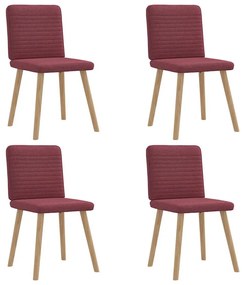 Sedie Da Pranzo 4 Pz Rosso Vino İn Tessuto /