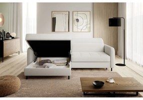 Divano angolare color crema allungabile/con contenitore (con penisola a sinistra/con chaise lounge) e rivestimento in bouclé Gomsi – ELTAP