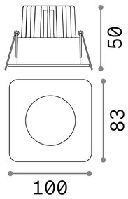 Faretto Ad Incasso Moderno Square Room-65 Alluminio Nero Led 8W 3000K Luce Calda