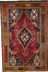 Shiraz Tappeto 160 x 250 Rosso (Iran) Annodato A Mano