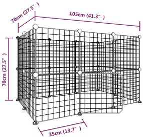 Gabbia per animali 20 pannelli con porta nera 35x35 cm acciaio