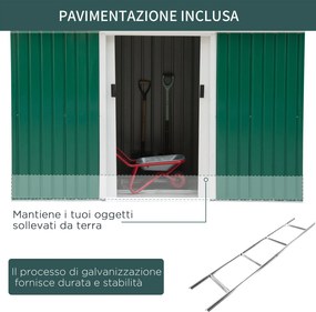 Casetta Box da Giardino in Lamiera Verde 277x130x173 cm...