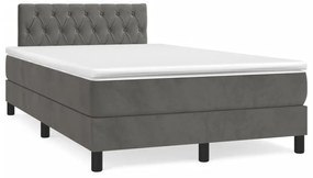 Giroletto A Molle Con Materasso Grigio Scuro 120x190 Cm Velluto /